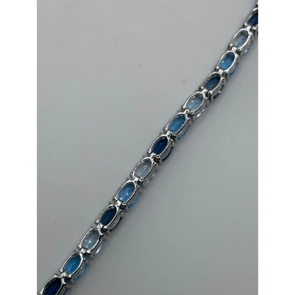 EMA Signed Sterling Silver Shades of Blue Tennis Bracelet